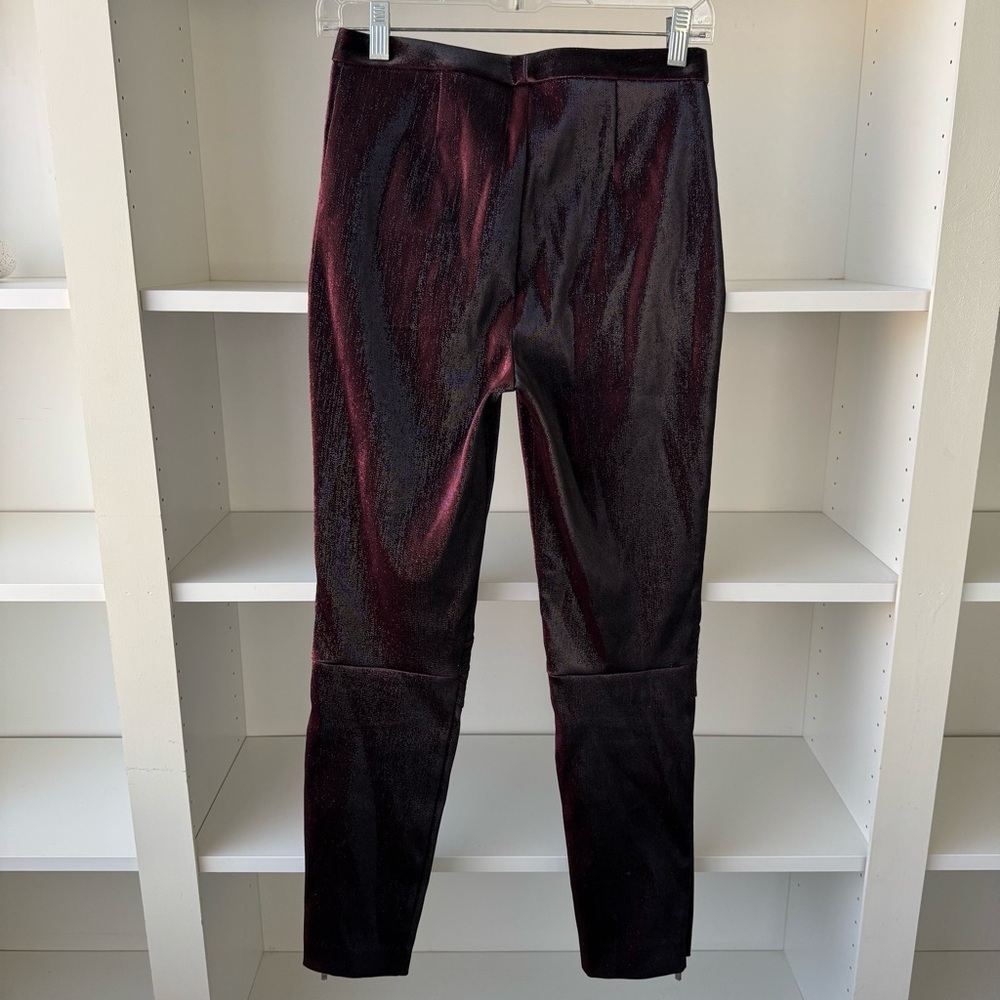 AREA Lurex Skinny Pants in Burgandy - Picture 7 of 12